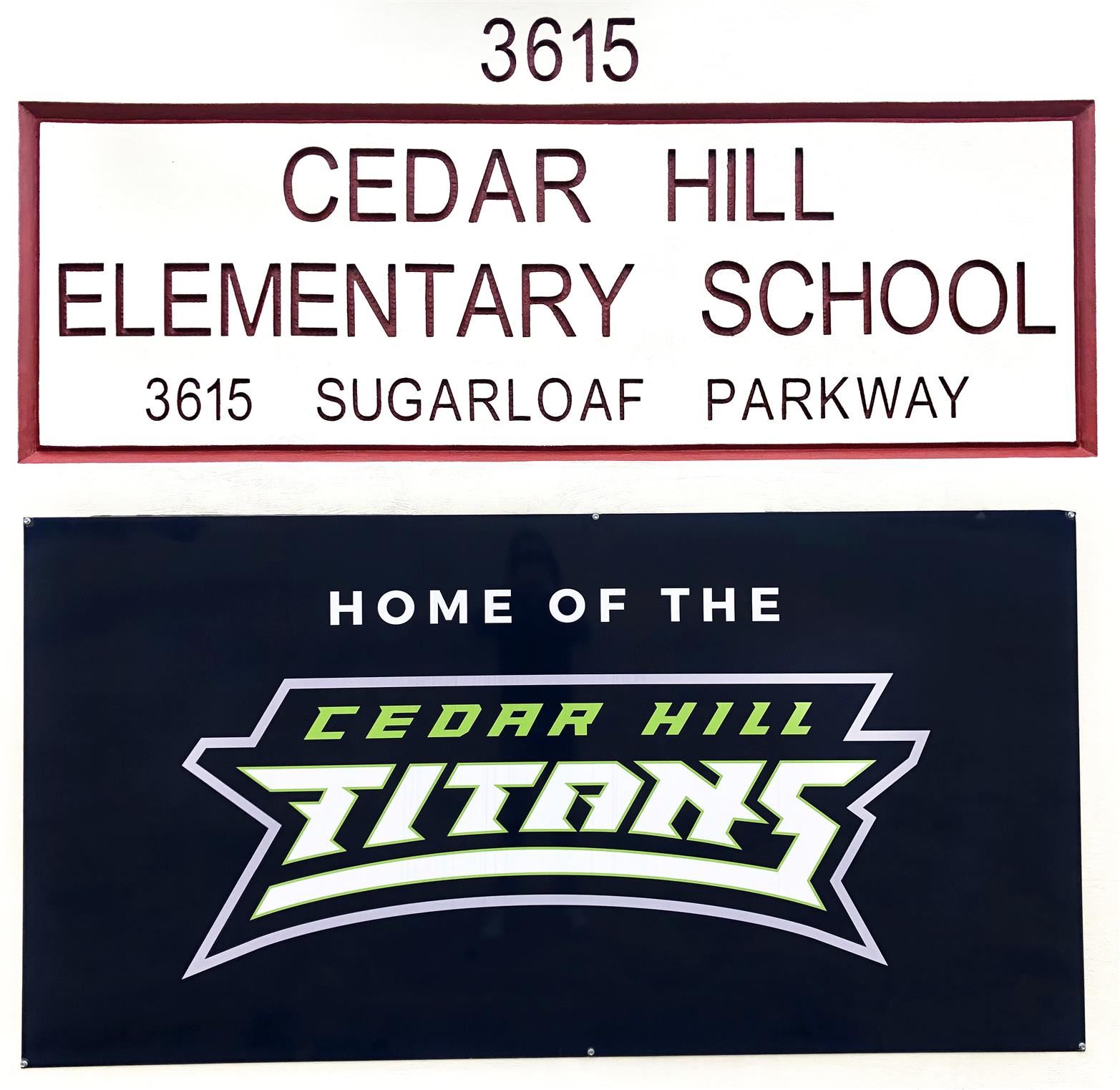 Cedar Hill Elementary Street Sign